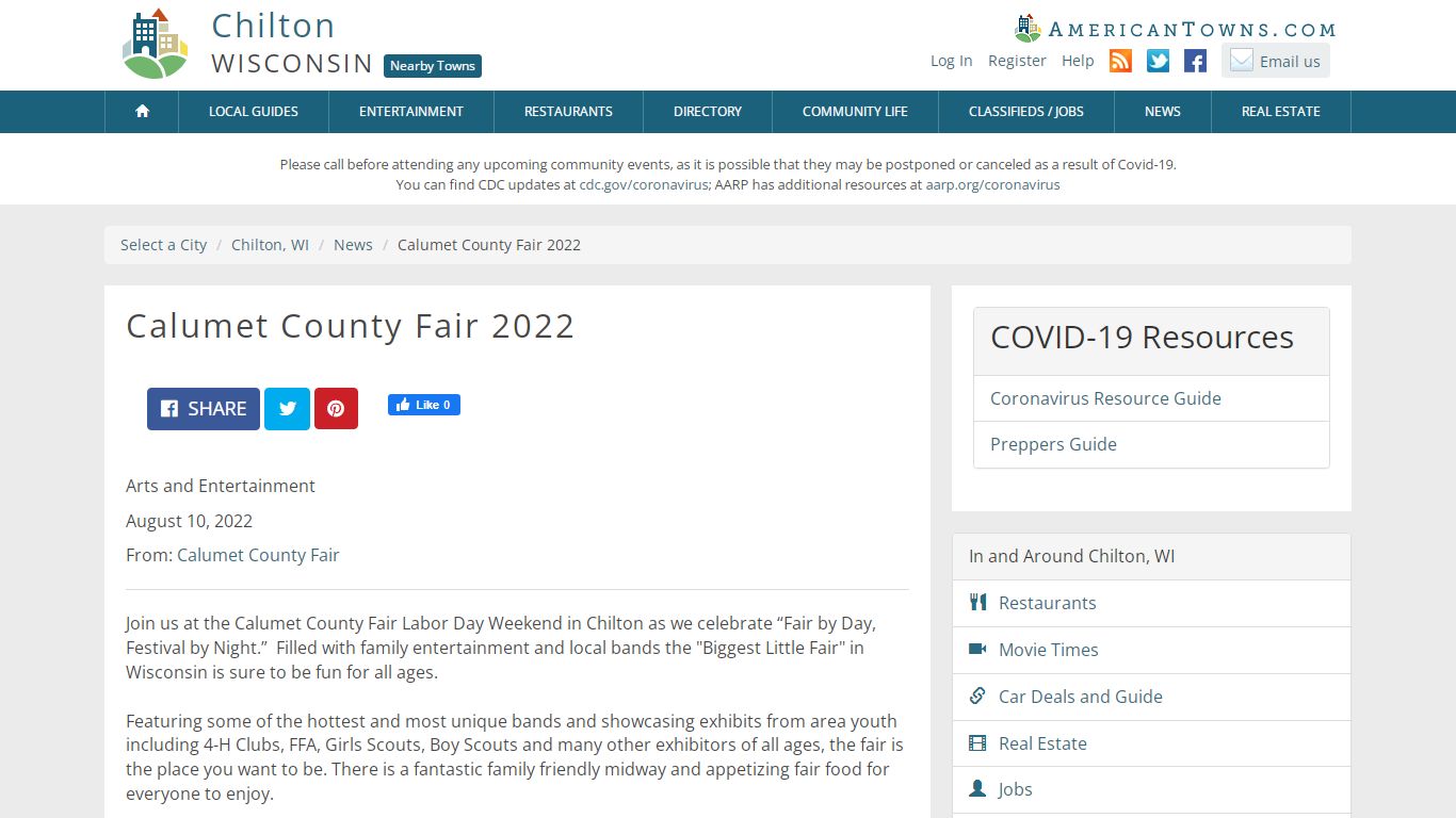 Calumet County Fair 2022 - Chilton, WI - americantowns.com